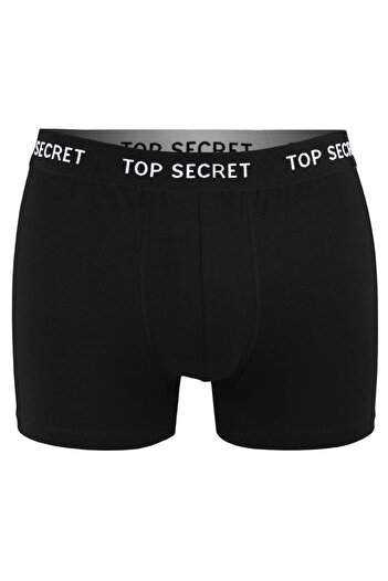 Top Secret Men's Cotton Boxers, Logo, Black, set of 6 pieces.