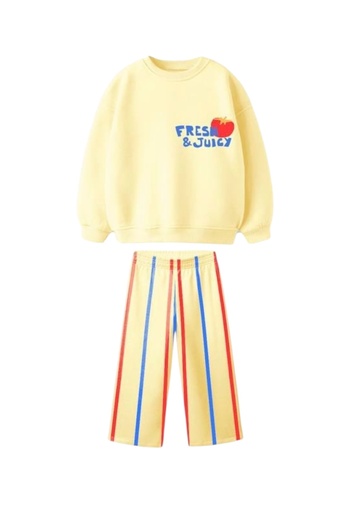 Daisy Dolly Unisex Children's Cotton Top and Bottom Set with Back Print Detail