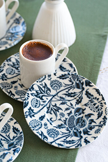 Heda Porselen Nilüfer 4-Piece 2-Person Porcelain Coffee Cup Set