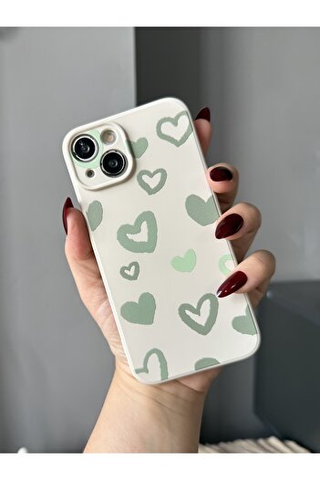 MİRAZ TASARIM iPhone 13/14 Heart Patterned Velvet Case