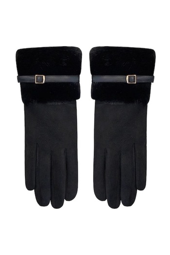 Tessero Women's Warm Gloves for Autumn-Winter, Faux Fur Model, Universal Size, Tessero, Black