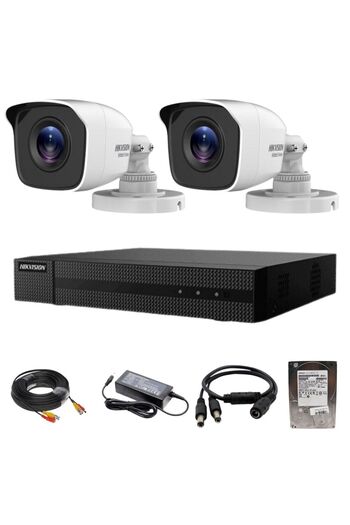 Hikvision TurboHD HiWatch Surveillance System with 2 Cameras 2MP IR 20m Lens 2.8mm XVR 4 Channels 2M