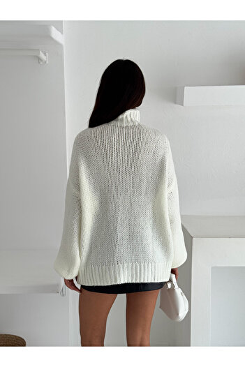 SLAW REZZ Yumoş Textured Sweater Knitted Patterned Stand Collar Knitwear Sweater