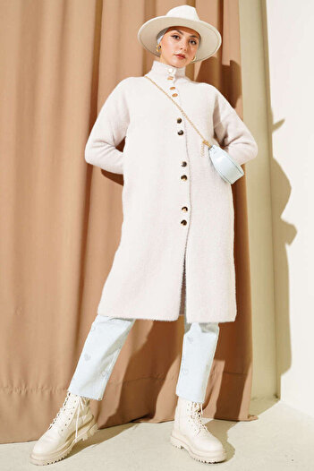 hayal giyim Bearded Cardigan with Metal Buttons