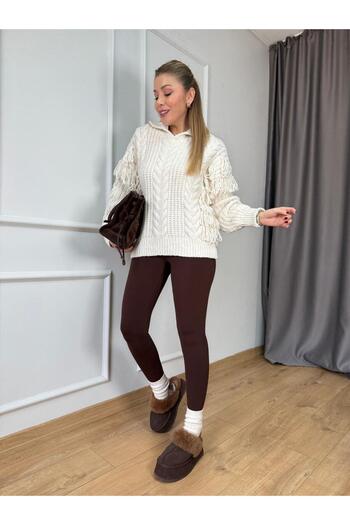 Size Özgü Ecru Fringed Sweater