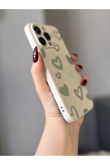 MİRAZ TASARIM iPhone 13 Pro Max Heart Patterned Velvet Case