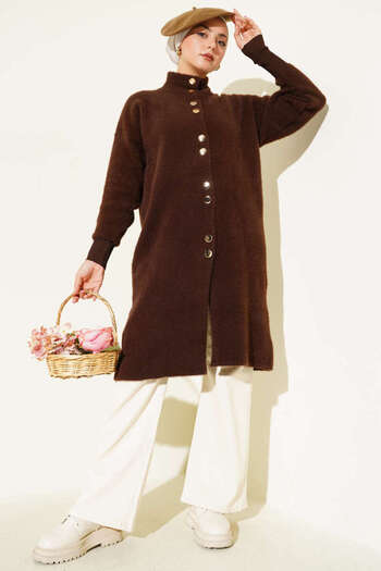 hayal giyim Bearded Cardigan with Metal Buttons