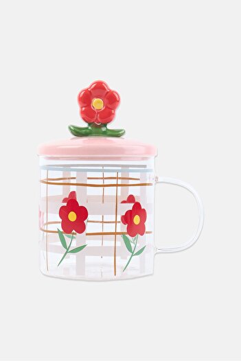 NANETTE LEPORE Glass Floral Jar With Lid 450ml, Multicolor