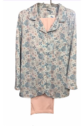 NENA COLLECTION Nena Long Sleeve Front Open 100% Cotton Pajama Set-14934