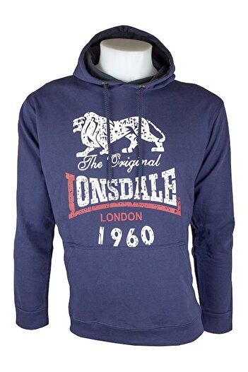 LONSDALE hoodie for men, navy blue, size S
