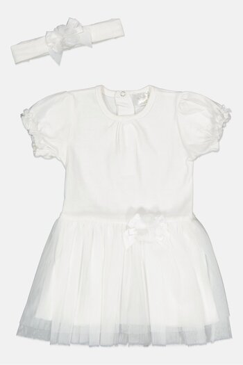 Rock A Bye Baby Boutique Toddlers Girl 2 Pieces Textured Dress With Headband Set