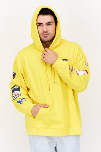 WRANGLER Men Embroidered Long Sleeves Hooded Sweatshirt, Yellow