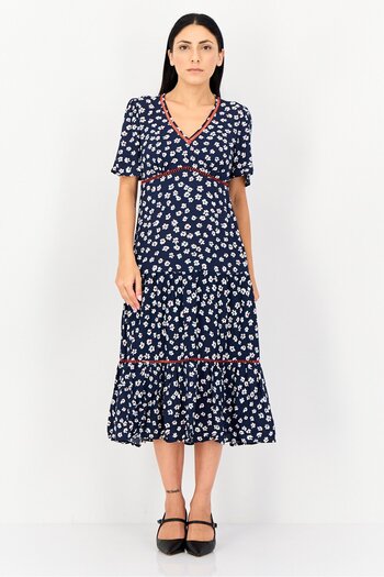 Tommy Hilfiger Women Floral Print Midi Dress, Multicolor