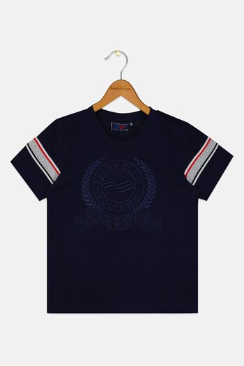 Perry Ellis Kids Girl Short Sleeve Embroidered Logo T-Shirt, Navy Blue