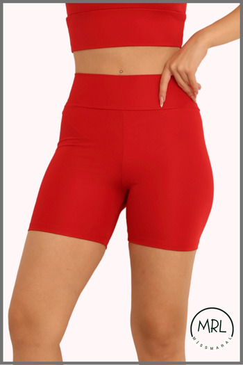 missmaral Women's Red High Waist Lycra Recovery Sports Shorts / Short Leggings Boxer – Comfortable and Stretchy