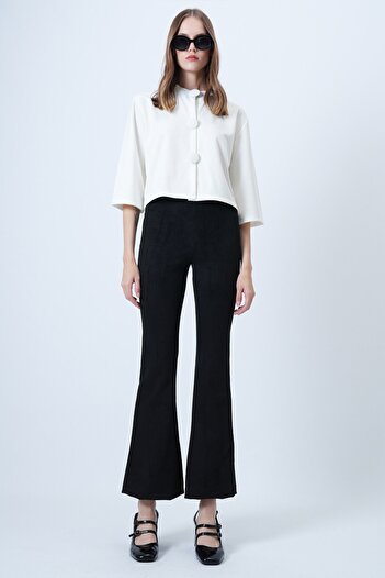 VAGGON Elastic Waist Flared Trousers