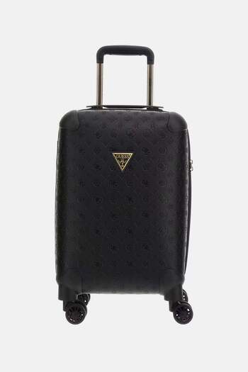 Guess black travel bag with embossed pattern and swivel wheels