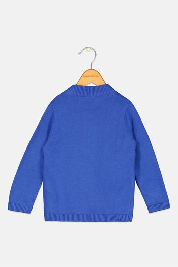 Dp Am Toddlers Girl Long Sleeves Embroidered Sweater, Blue