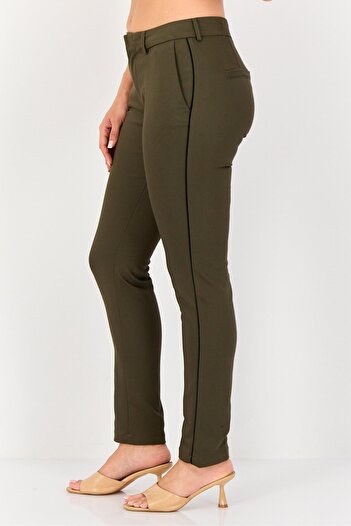 Reiko Women Cigarette Fit Solid Straight Leg Pants, Olive