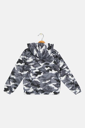 Body Glove Kids Boy Camouflage Hooded Jacket, Grey/Black Combo