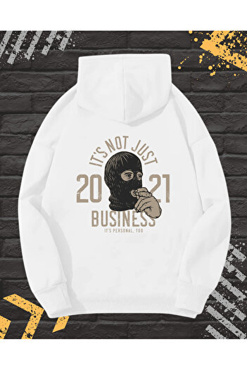 OEM Men's Hoodie with Front-Back Print, Just Money, Cotton, White, XL INTL