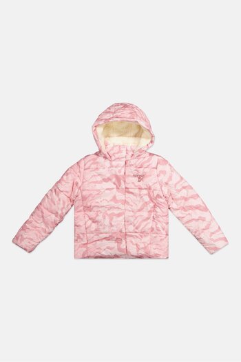 Kensie Girl Kids Girl Camouflage Quilted Jacket, Pink Combo
