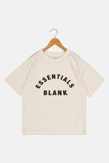 BLANK ESSENTIALS Kids Boy Crew Neck Short Sleeve Brand Logo T-shirt, Off White