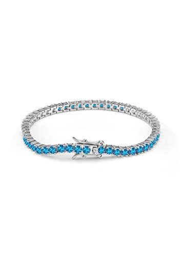 UNA VIDA Brățară tenis argintie 3mm, albastru regal, 18 cm