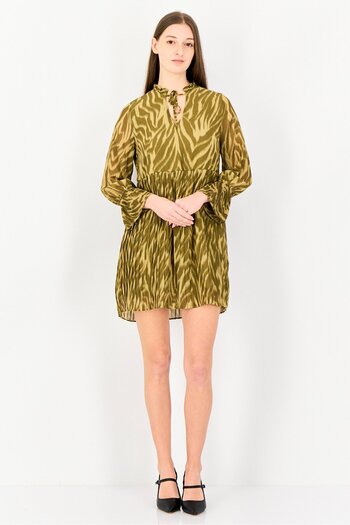 Object Women Animal Pattern Pleated Mini Dress, Multicolor