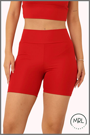 missmaral Women's Red High Waist Lycra Recovery Sports Shorts / Short Leggings Boxer – Comfortable and Stretchy