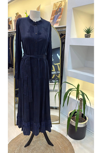 MissWhence Cupro Silk Dress 38809 Navy Blue