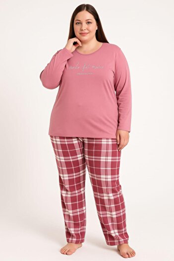 Pemilo Women's 08051 Plus Size Pajama Set Dried Rose