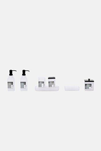 Real Simple 7 Piece Glass Bathroom Accessories Set, White