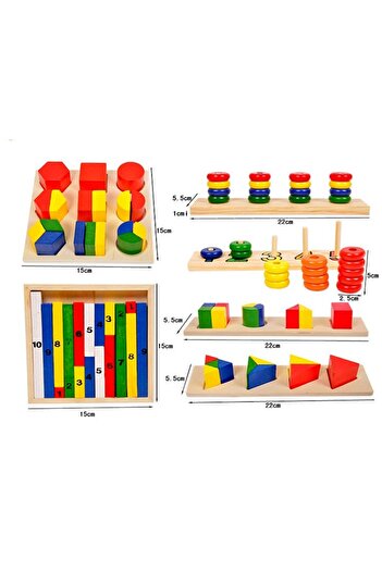 B4U Montessori 14 in 1 Wooden Construction Set, Multicolor,
