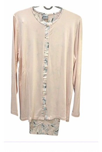 Nena Long Sleeve Front Open 100% Cotton Viscose Pajama Set-14947