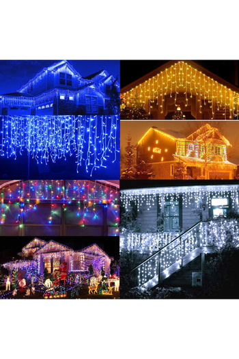 OEM Christmas installation, icicle-type LED fringes, outdoor, cool white, 4 meters