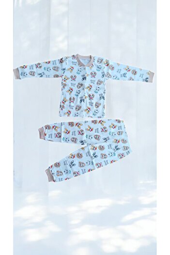 MİLAYS LİFE HOME COLLECTİON Girls' Character Printed Snap-On 100% Cotton Colorful Pajama Set