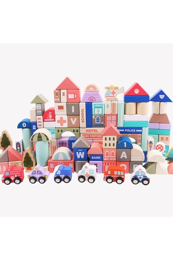 OEM Construction Game, Montessori Wooden Town, Multicolor