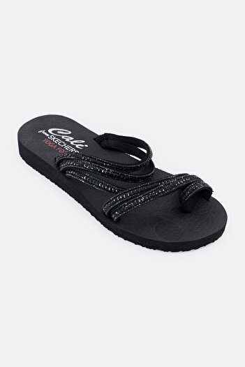 SKECHERS Women Glam Flash Sling Black Sandals, Black