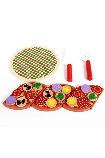 B4U Educational Toy, Wooden Pizza Montessori, Mathematics, Multicolor