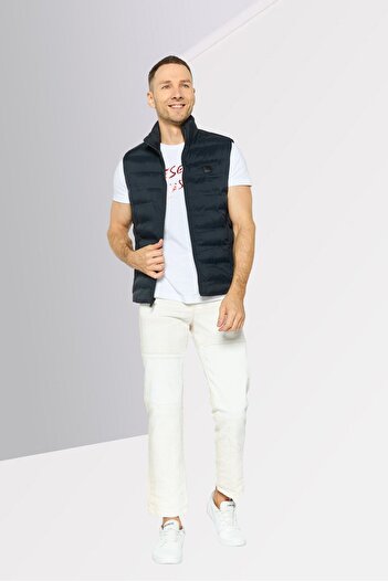 Michael Kors Men Quilted Puffer Jacket Vest, Navy