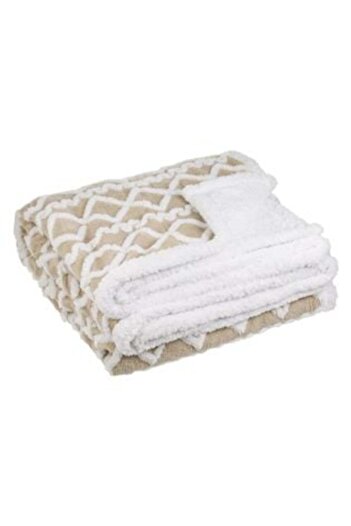 OEM Two-Sided Beige Blanket with White Sherpa Pattern 220 x 200 cm