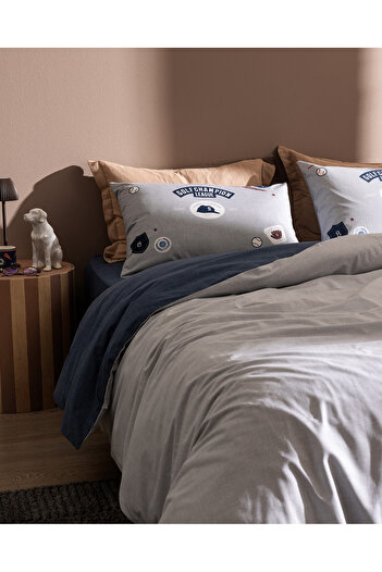 Madame Coco Ruben King Size 100% Cotton Ranforce Printed Duvet Cover Set - Gray