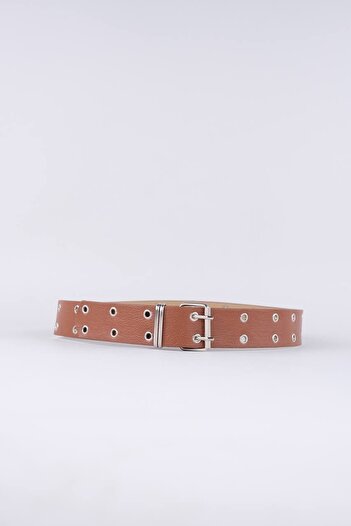 Zoula Women's Eyelet Detailed Square Roller Buckle Belt, Dress Belt, Waist Belt, Jean Belt, Unisex Belt