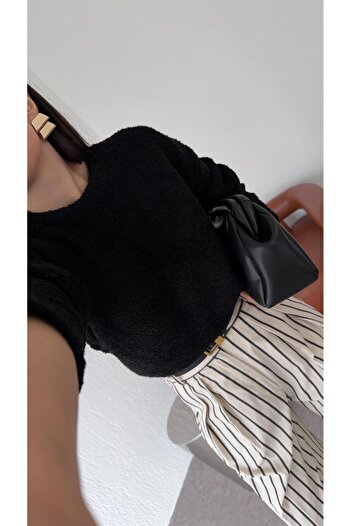 HAZELANNA Black Boucle Sweater