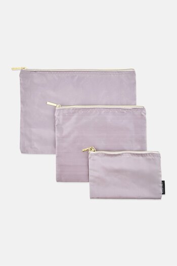 Ellen Tracy 3 Pcs Solid Travel Pouch Set, Lavender