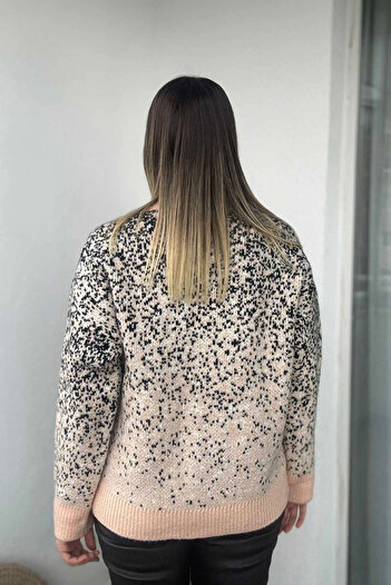 Kubos Moda Snow Pattern Crew Neck Powder Cardigan