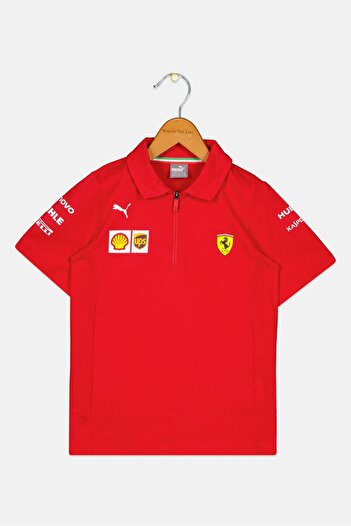 Puma x Scuderia Ferrari Kids Boy Brand Logo Outdoor Polo Shirt, Red