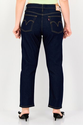 Levi's Women Straight Fit Washed Stretchable Denim Jeans, Navy