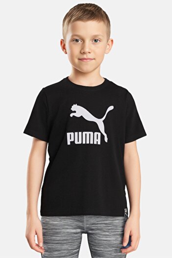 Puma Kids Boy Sportswear Fit Brand Logo Short Sleeves Outdoor T-Shirt, Black
